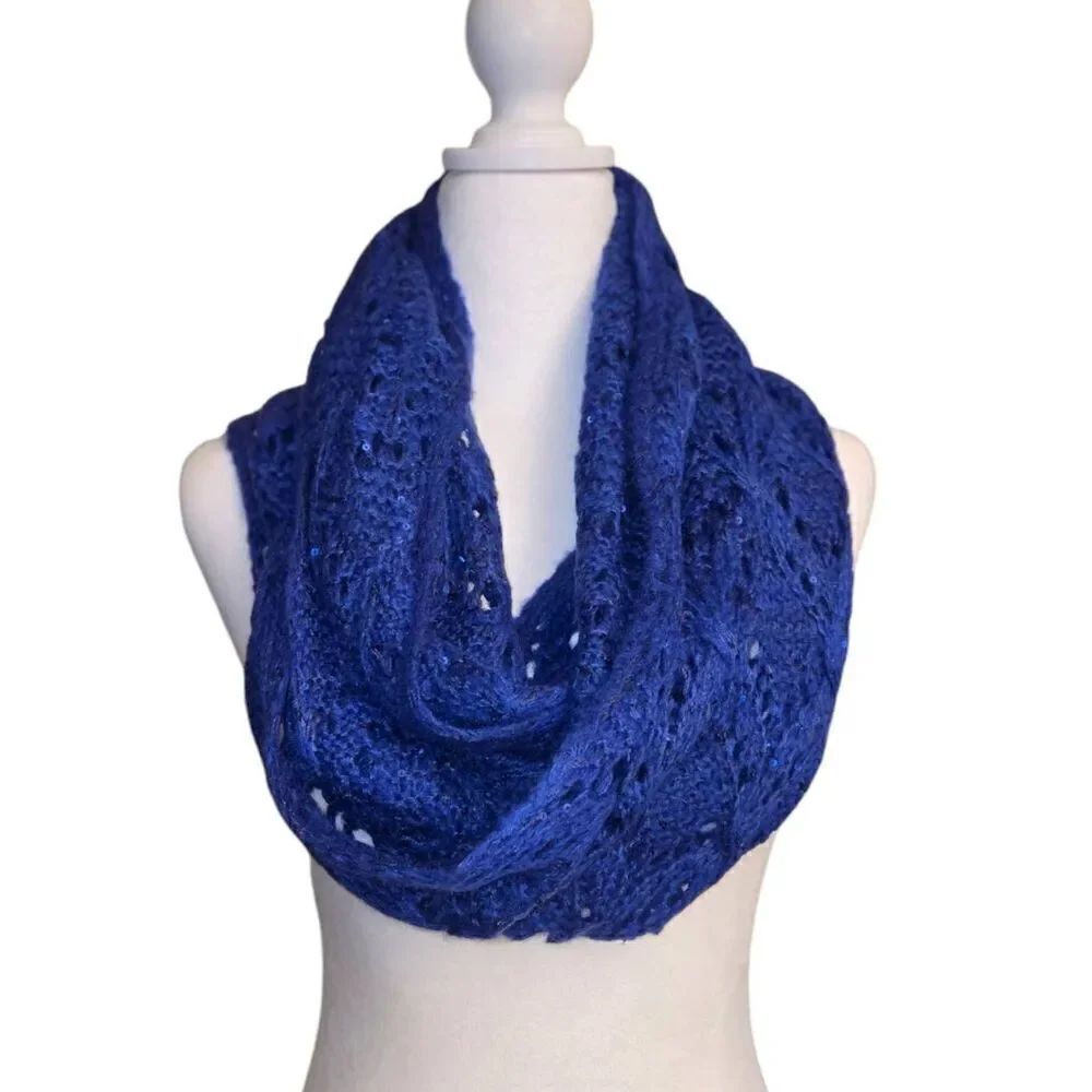 Berkshire Women's One Size Royal Blue W/ Royal Blue Sequins Infinity Knit Scarf